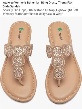 Rhinestone Thong Sandals in Nude/Gold